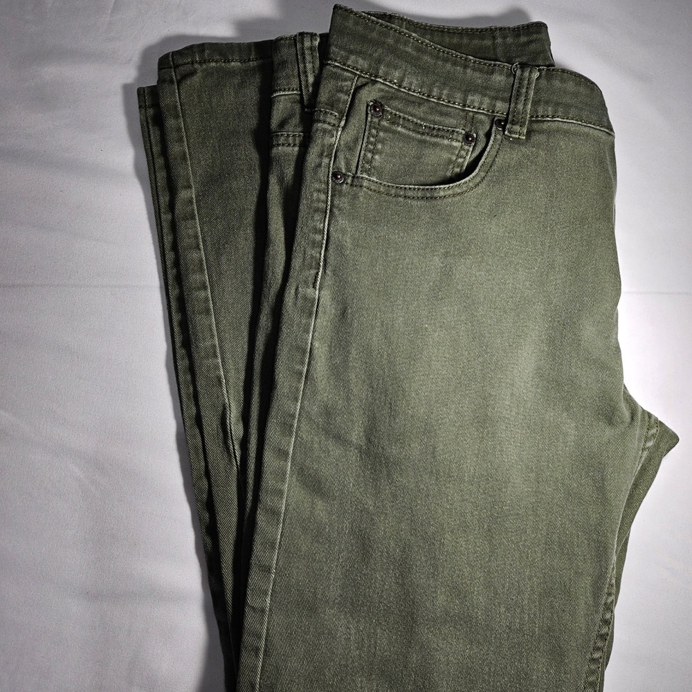 Victorious Premium Jeans Mens 36x32 Olive Green Slim Straight Stretch Pants